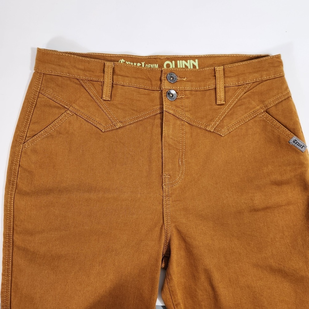 Cruel Denim Quinn Jeans Womens Sz 32 13R Gold High Rise Tapered Western Stretch - Picture 9 of 10
